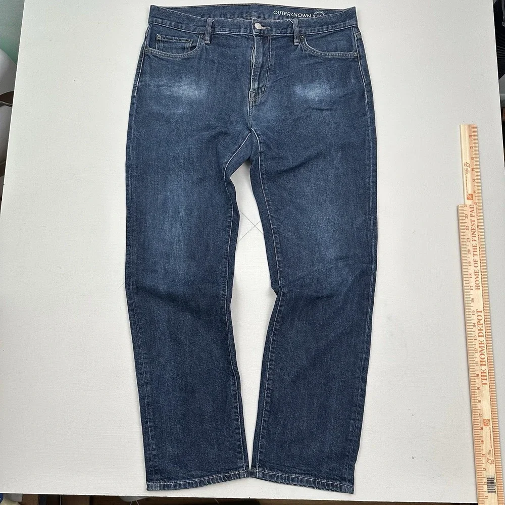 Outerknown SEA Local Straight Fit Jeans Men 36x32 Blue Medium Wash Denim Stretch